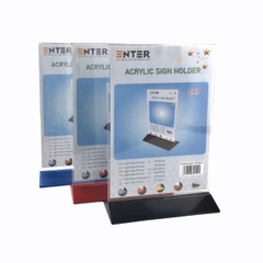Kệ mica 2 mặt Enter E23 210x300mm đế màu A4 đứng, Kệ menu nhà hàng, Standee mica để bàn, Bảng quét mã QR Code (10)
