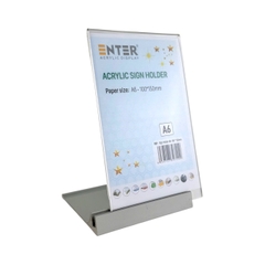 Kệ mica 1 mặt Enter E51 100x150mm đế nhôm A6 đứng