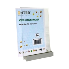 Kệ mica 1 mặt Enter E51 100x150mm đế nhôm A6 đứng