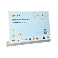 Kệ mica 1 mặt Enter E54 297x210mm đế nhôm A4 ngang