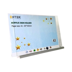 Kệ mica 1 mặt Enter E54 297x210mm đế nhôm A4 ngang
