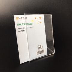 Kệ mica 1 mặt Enter F04-P 75x100mm A7 đứng, Kệ menu chữ L, Khung thông tin sản phẩm, Khung bảng giá, Kệ trưng bày để bàn (20)