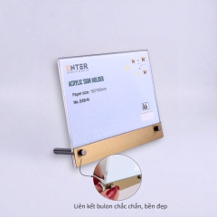 Kệ mica 1 mặt Enter E49-N 150x100mm liên kết bulon A6 ngang, Kệ menu nhà hàng, Standee mica để bàn, Bảng quét mã QR Code