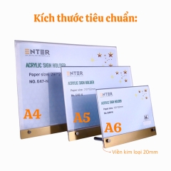 Kệ mica 1 mặt Enter E47-N 300x210mm liên kết bulon A4 ngang, Kệ menu nhà hàng, Standee mica để bàn, Bảng quét mã QR Code