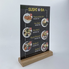 Kệ mica 2 mặt Enter E41 210x300mm đế gỗ A4 đứng, Kệ menu nhà hàng, Standee mica để bàn, Bảng quét mã QR Code (10)