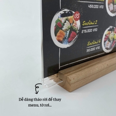 Kệ mica 2 mặt Enter E41 210x300mm đế gỗ A4 đứng, Kệ menu nhà hàng, Standee mica để bàn, Bảng quét mã QR Code (10)