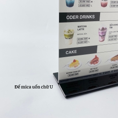 Kệ mica 2 mặt Enter E09-U 100x210mm đế lùa uốn bằng, Kệ menu nhà hàng, Standee mica để bàn, Bảng quét mã QR Code (20)