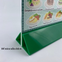Kệ mica 2 mặt Enter E10-A 100x150mm đế lùa uốn chân chữ A, Kệ menu nhà hàng, Standee mica để bàn, Bảng quét mã QR Code