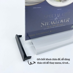 Kệ mica 2 mặt Enter E34 210x150mm đế nhôm A5 ngang, Kệ menu nhà hàng, Standee mica để bàn, Bảng quét mã QR Code (20)