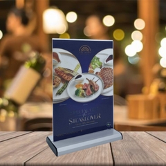 Kệ mica 2 mặt Enter E30 150x210mm đế nhôm A5 đứng, Kệ menu nhà hàng, Standee mica để bàn, Bảng quét mã QR Code (20)