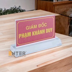 Kệ mica 2 mặt Enter E17A 15x8.5cm đế 17x5.5cm dày 20mm, Biển chức danh quân đội, Kệ chức vụ (10)