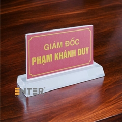 Kệ mica 2 mặt Enter E17A 15x8.5cm đế 17x5.5cm dày 20mm, Biển chức danh quân đội, Kệ chức vụ (10)