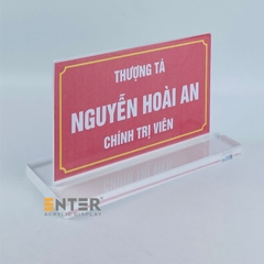 Kệ mica 2 mặt Enter E17C 23x13.5cm đế 25x10cm dày 15mm, Biển chức danh quân đội, Kệ chức vụ (10)