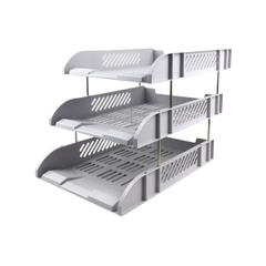 Kệ hồ sơ 3 tầng nhựa Deli 9217 cố định xám
