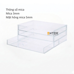 Kệ trưng bày mica Enter TB705 255x170x100mm 3 ngăn cửa kéo, hộc kéo, hộp trang sức