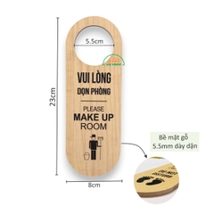 Thẻ treo phòng khách sạn gỗ MDF M80 / M81 8x23cm 5.5mm 2 mặt in UV