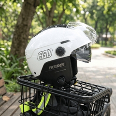 Mũ bảo hiểm 1/2 đầu kính âm EGO E-24 có ốp tai, lót tháo rời - MBH nửa đầu kính đôi hở đuôi, núm chỉnh size