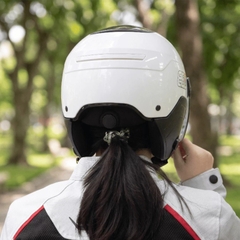 Mũ bảo hiểm 1/2 đầu kính âm EGO E-24 có ốp tai, lót tháo rời - MBH nửa đầu kính đôi hở đuôi, núm chỉnh size