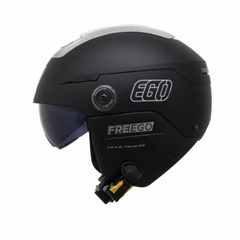 Mũ bảo hiểm 1/2 đầu kính âm EGO E-24 có ốp tai, lót tháo rời - MBH nửa đầu kính đôi hở đuôi, núm chỉnh size