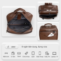 [CHÍNH HÃNG] Balo da laptop 14 inch PETLA LBA4 công sở thanh lịch - Nhiều ngăn, đứng form, chống thấm, không bong tróc