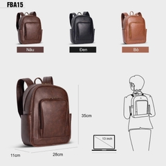 Balo da laptop 13 inch FADODA FBA15 - Thanh lịch, nhỏ gọn, vintage, nhiều ngăn, chống thấm, chống bong tróc