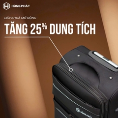 [CHÍNH HÃNG] Vali kéo vải HÙNG PHÁT 891 size xách tay cabin 20 inch - Nới rộng 25%, khóa 3 số, nhiều ngăn, trượt nước