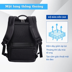 Balo laptop 15.6 inch HASUN 2652 - Mở 180 độ, có ngăn laptop riêng, ngăn nới rộng, đai gài vali, chống thấm