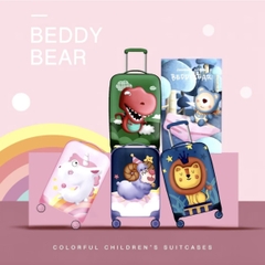 Vali Kéo Nhựa Trẻ Em MCN (BEDDYBEAR) In Hình Dập Nổi 3D Khủng Long Size Xách Tay 17 inch