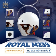 Mũ bảo hiểm 1/2 đầu ROYAL M239 kính âm full mặt - MBH nửa đầu giấu kính cao cấp, gọn nhẹ, chuẩn an toàn