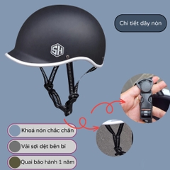 Mũ bảo hiểm 1/2 đầu Napoli N02 kiểu Nhật, Free Size cho vòng đầu 55-58cm - Hàng Chính Hãng