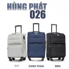 Vali kéo vải HÙNG PHÁT 026 size cabin xách tay 20 inch - Trượt nước, nới rộng tăng 25% dung tích, khóa 3 số