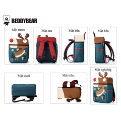 Balo Chống Gù Lớp 1-3 BEDDYBEAR Cute Bag Họa Tiết Tuần Lộc Cho Bé YE-TUANLOC
