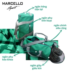 Túi trống thể thao unisex MARCELLO T100 - Túi xách du lịch / tập gym có ngăn đựng giày, quai xách 2 chiều