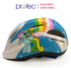 Mũ bảo hiểm xe đạp trẻ em siêu nhẹ PROTEC Smile dành cho bé gái 3 - 10 tuổi - Có đèn báo hiệu, thoáng khí, an toàn