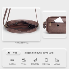 Túi đeo chéo da unisex FADODA FN09 vintage, cao cấp, gọn nhẹ, chống thấm nước, không bong tróc