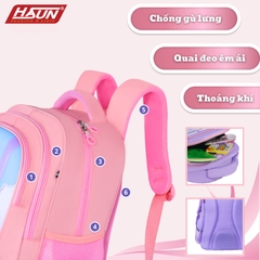 Balo học sinh chống gù HASUN HS 2541 cho bé trai bé gái tiểu học, lớp 3 4 5 6, cấp 2, cứng cáp, đứng form, trượt nước, màu sắc đáng yêu