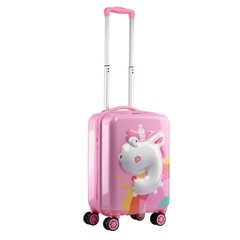 Vali Kéo Nhựa Trẻ Em Bé Gái MCN (BEDDYBEAR) In Hình Dập Nổi 3D Kỳ Lân Unicorn Size Xách Tay 17 inch