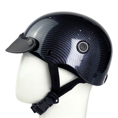 Mũ bảo hiểm 1/2 đầu mỏ da MINHO sơn nhúng carbon - MBH nửa đầu nam nữ gọn nhẹ, thoáng khí, hiện đại
