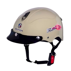 Mũ bảo hiểm 1/2 đầu không kính ANDES 3S108 có hoa dành cho nữ - MBH nửa đầu nhỏ gọn cứng cáp, chống va đập