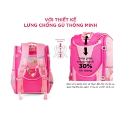 Balo chống gù MR VUI 1038 dành cho bé trai bé gái học sinh Tiểu học - Bảo vệ cột sống, quai đeo trợ lực
