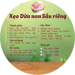 Kẹo Dừa non Sầu riêng - Không dùng đường trong sản xuất- Thơm, Béo