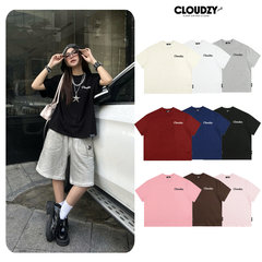 Áo thun boxy CLOUDZY phong cách streetwear in chữ ký 100% cotton 250GSM dày dặn áo phông boxy nam nữ BOX CORE