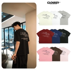 Áo thun boxy CLOUDZY in chữ ký cotton 250gsm dày dặn áo phông nam nữ form rộng hồng nâu đỏ unisex streetwear RITE