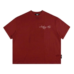 Áo thun boxy CLOUDZY in chữ ký cotton 250gsm dày dặn áo phông nam nữ form rộng hồng nâu đỏ unisex streetwear RITE