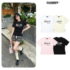 [NEW] Áo baby tee CLOUDZY in hình hoa hồng ôm dáng y2k 100% cotton 250gsm áo phông cộc tay nữ local brand cute ROSE