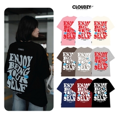 Áo thun unisex nữ nam tay lỡ phông CLOUDZY localbrand form rộng cặp đôi teen cổ tròn oversize ENJOY
