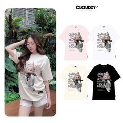 Áo thun nữ nam unisex tay lỡ phông cặp đôi labubu form rộng local brand cổ tròn cotton CLOUDZY BIKE