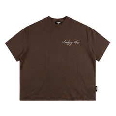Áo thun boxy CLOUDZY in chữ ký cotton 250gsm dày dặn áo phông nam nữ form rộng hồng nâu đỏ unisex streetwear RITE