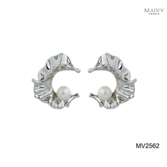 MV2562 - Bông tai ngọc trai trắng size 5-6mm dáng C