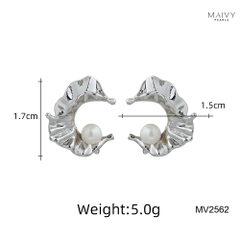 MV2562 - Bông tai ngọc trai trắng size 5-6mm dáng C